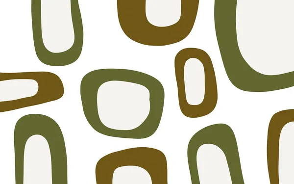 Χειροποίητα Γραμμικά Αφηρημένα Σχεδιαστικά Στοιχεία Χρώματα Ελιάς Οργανικά Ωοειδή Σχήματα — Φωτογραφία Αρχείου