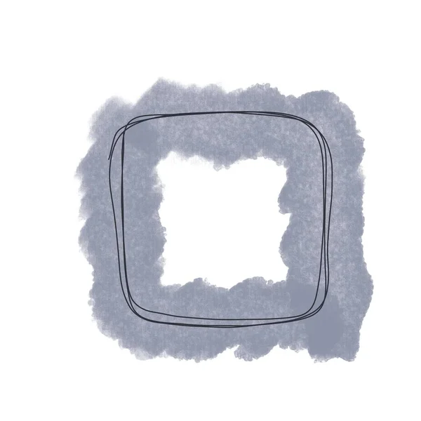 グレーのドアフレームと連続線で正方形の背景の水彩イラスト スタイリッシュなデザイン — ストック写真