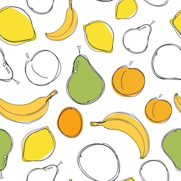 Frutas Verdes Cítricos Amarillos Ilustración Vectorial Dibujo Para Colorear Página — Vector de stock