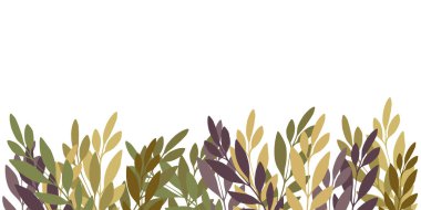 Beyaz arka planda soyut zeytin dalları olan çiçek şablonu. Kartpostallar, tekstil ve pankart için çiçek vektör süslemesi.