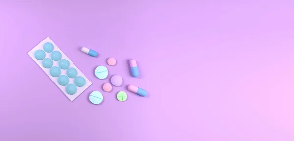 Farbige Pillen Tabletten Und Kapseln Blister Für Apotheke Und Medizin — Stockfoto