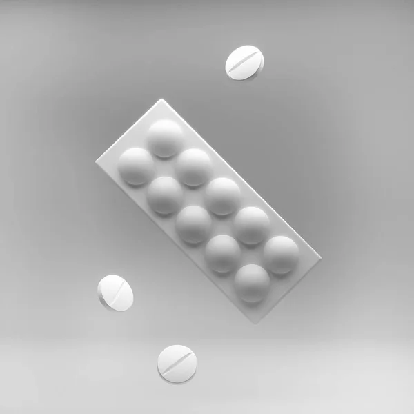 ブリスターパック抗生物質や錠剤のフロントサイドビュー ブルードラッグブリスターパッケージ Blue Pills Medical 3Dレンダリング Medical Pills Blisters 3Dレンダリングイラスト — ストック写真