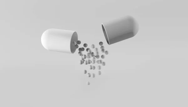 Reális Orvosi Felnyitott Kapszula Tabletta Antibiotikum Gyógyszer Koncepció Javítja Egészséget — Stock Fotó