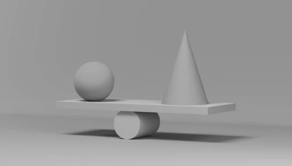 Equilibração Visualização Balanceamento Formas Geométricas Fundo Cinza Arte Equilíbrio Contemporânea — Fotografia de Stock
