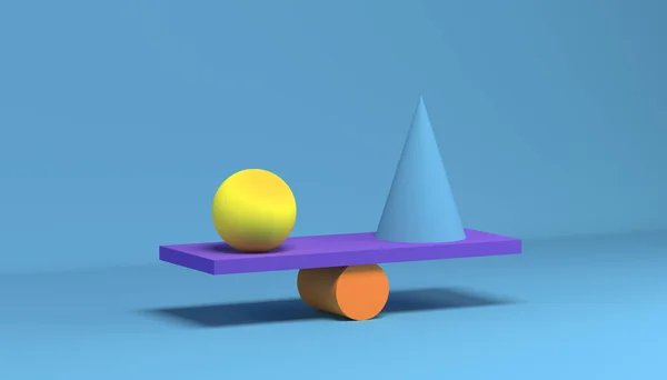 Balans Van Verschillende Geometrische Vormen Visualisatie Van Balancerende Geometrische Vormen — Stockfoto