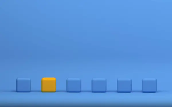 Würfel Auf Blauem Hintergrund Render Box Modell Perspektive Mit Licht — Stockfoto