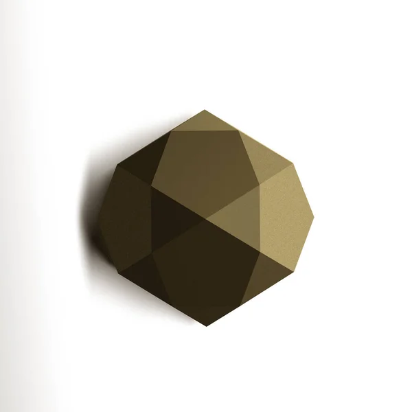 Polygonální Zlatý Tvar Nízký Design Šestihranná Ikona Diamantu Vykreslení Ikosahedron — Stock fotografie