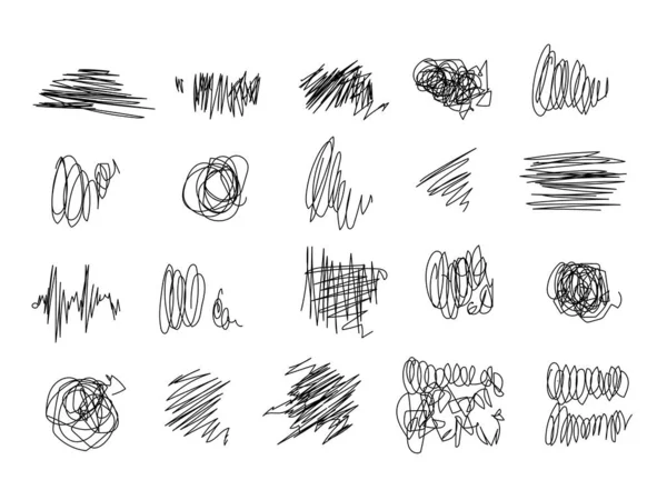 Líneas Doodle Dibujadas Mano Con Bolígrafo Negro Forma Mano Libre — Archivo Imágenes Vectoriales
