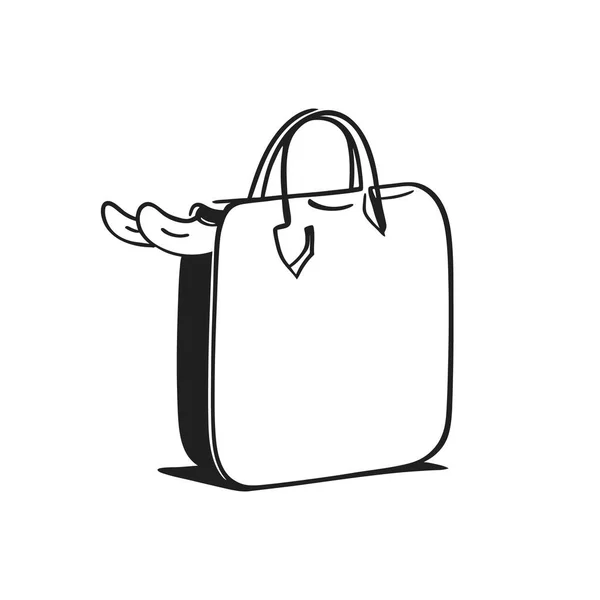 女性のバッグのスケッチ スタイリッシュなバッグ 女性用バッグ ホイールとリトラクタブルハンドルブラックラインスケッチ付きの荷物バリエーション ベクトルイラスト — ストックベクタ