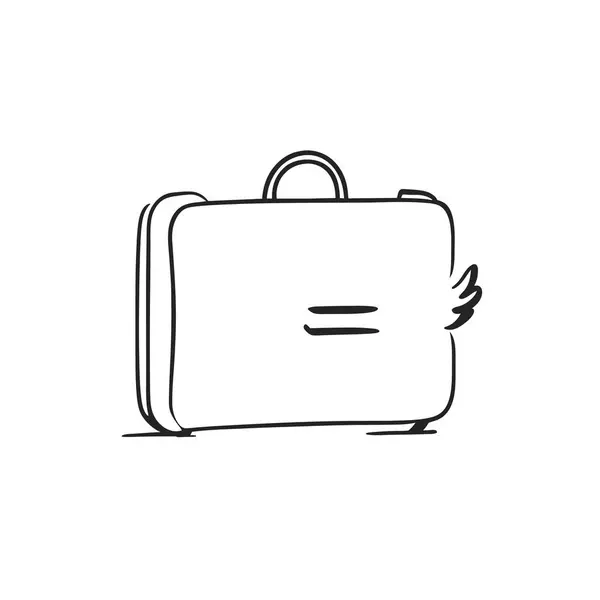 翼のあるスーツケース 航空観光のコンセプト スタイリッシュなビジネスケース スケッチデッサン トラベルラインアイコン ポスター 招待状 ロゴのデザイン 航空観光のコンセプト — ストックベクタ