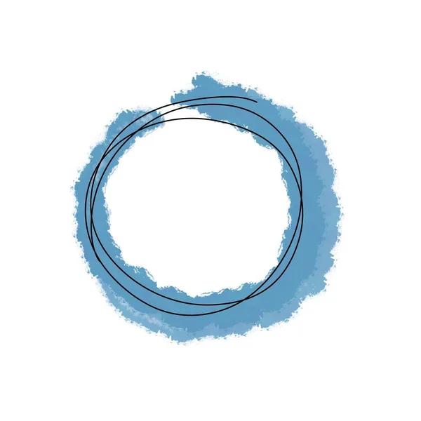 青い落書きのフレームおよび輪郭線が付いている水彩のグラウンジの背景 コピーとテキストのためのスペース 装飾的な要素 織物の現代設計 — ストック写真