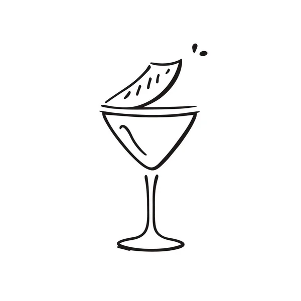 Cocktail Vector Illustratie Origineel Drank Logo Met Citroen Lineair Cocktailglas — Stockvector