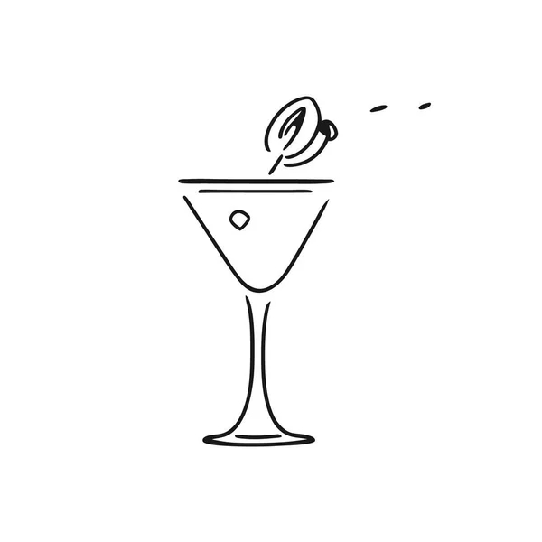 Copo Cocktail Martini Isolado Sobre Fundo Branco Ilustração Vetorial — Vetor de Stock