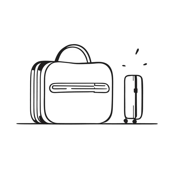 Suitcase Vector Drawing Простой Эскиз Современного Чемодана Колесах Линейная Иллюстрация — стоковый вектор