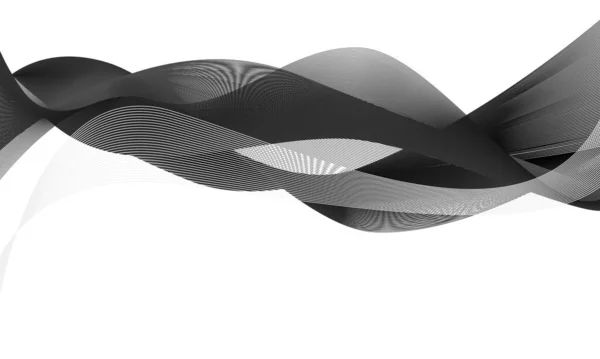 Abstrakte Schwarze Glatte Welle Auf Weißem Hintergrund Dynamische Schallwelle Gestaltungselement — Stockvektor