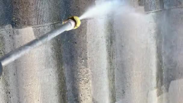 Zbliżenie Usuwania Brudu Pomocą Ciśnienia Wody Prace Renowacyjne Szybkie Opłacalne — Wideo stockowe