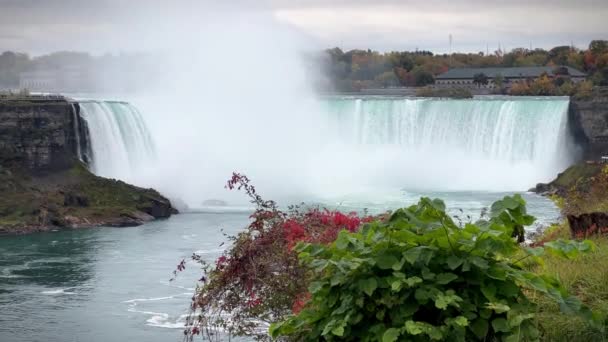 Niagarafallen Utsikt Över Horseshoe Falls Från Table Rock Queen Victoria — Stockvideo