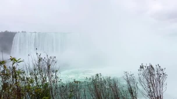 Waterval Niagara Een Bewolkte Dag Ontspannende Video — Stockvideo