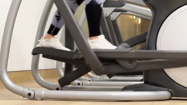 Treino Cardio Treinador Elíptico Vídeo Horizontal Andar Pernas Femininas Orbitrek — Vídeo de Stock