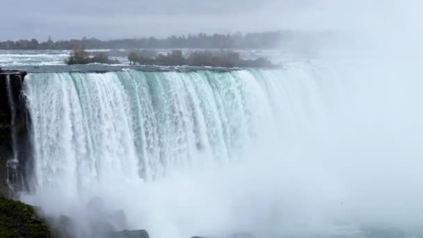 Vattenfall Niagarafallen Utsikt Över Horseshoe Falls Från Table Rock Queen — Stockvideo