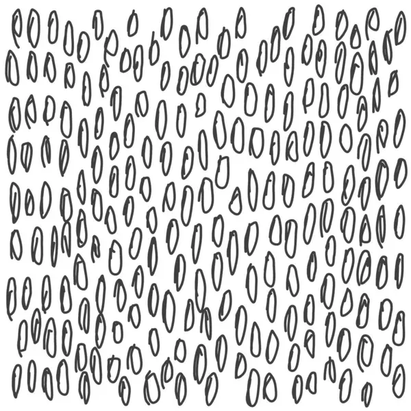 Soyut monokrom arkaplan ve serbest kaotik ovaller. El çizimleri beyaz arka planda izole edilmiş. Vektör illüstrasyonu.