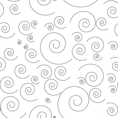 Sarmal bukleli kusursuz desen. Monokromatik tarzda klasik tasarım öğesi. Kumaş, kumaş ve tekstil için soyut süslemeler. Vektör izole edilmiş beyaz arkaplan.