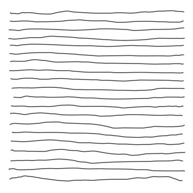 Beyaz arka planda yatay elle çizilmiş kalem darbeleri. Çizgili çizgiler. Vektör monokrom çizimi. Notlar ve defterler için şablon.