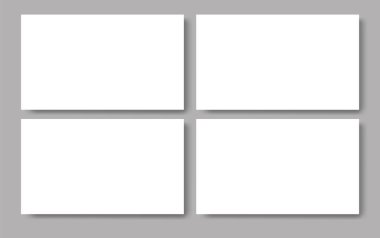 Pembe arka planda gölgeler olan dört beyaz sayfa. Tasarım sunumu için şablonlar. Gri arkaplanda gölgeler olan iki beyaz kâğıt. Dergi ya da katalog için modelle.