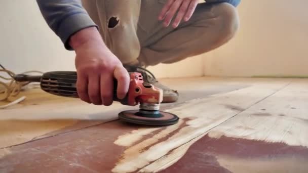 Holzbearbeitung Eine Holzart Die Den Kontrast Zwischen Rauen Und Geglätteten — Stockvideo