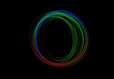 Işığın canlı halkaları karanlık bir arkaplanda ortaya çıkar, yaratıcı hareket ve tasarımda dondurucu ışık metodunu gözler önüne serer..