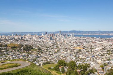 San Francisco skyline panorama. Aerial view of downtown San Francisco. Downtown San Francisco aerial view of skyscrapers