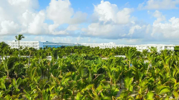 해변의 호텔들 이국적 럭셔리 리조트의 바닷물 수평선 휴가철의 에서의 컨셉트 — 스톡 사진