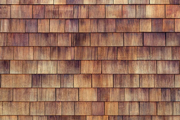 Natürliche Zedernschindelfassade Raue Holprige Holzschindelverkleidung Reihe Von Holzmaterial Von Kleiner — Stockfoto