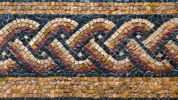Detailed Elements Ancient Mosaics Close Colored Mosaic Stones Ancient Pattern — Stock Photo, Image