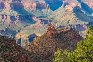 Grand Kanyon Milli Parkı Arizona, ABD. Panoramik Grand Canyon gösterilen. Büyük Kanyon, Arizona hava görünümünü. Büyük Kanyon Arizona günbatımı manzara bulutlar.