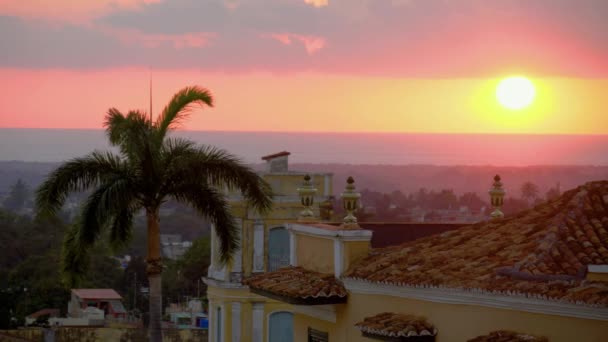 Solnedgang Udsigt Fra Observationsdækket Terrasse Smuk Solnedgang Den Caribiske Trinidad – Stock-video