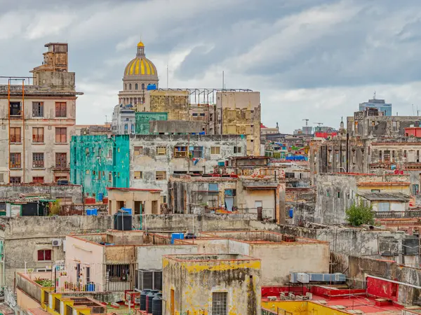Havana Cityscape Utsikt Luft Ser Ned Ovenfra Flate Røde Tak – stockfoto