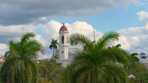 Cienfuegos Cuba Vista Aérea Topo Catedral Imaculada Conceição Localizada Praça — Vídeo de Stock