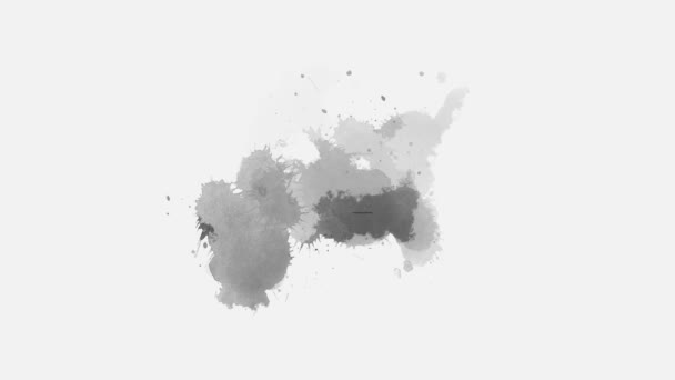 墨水飞溅的组合 油墨飞溅过渡 笔刷笔划 流体艺术背景 阿尔法垫组合 — 图库视频影像