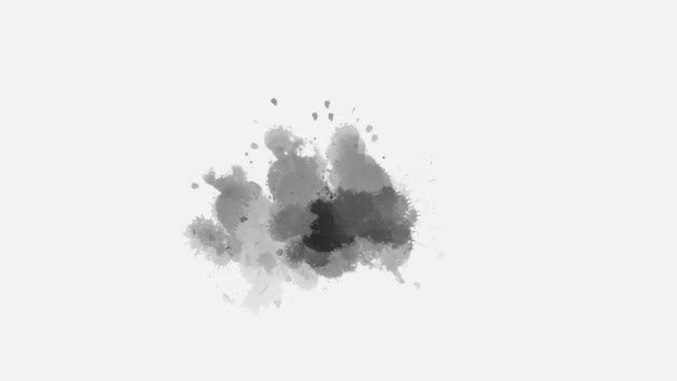 Sim Beyaz Kağıda Damlayan Yayılan Mürekkep Damlası Soyut Mürekkep Sıçraması — Stok video
