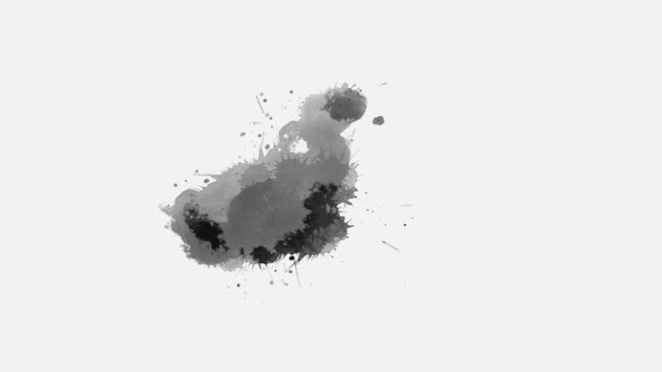 Abstrakt Trykkfarge Splatter Sammensatt Blekksprut Overgang Til Akvareller Blekk Våt – stockvideo