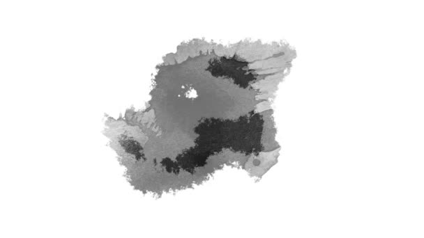 アブストラクトインク遷移スプラッタ インクスプラッタ構成 水彩遷移 インクぬれたブラシストローク 流体芸術の背景 オーバーレイ アルファマット組成 — ストック動画