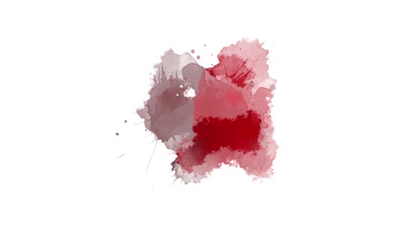 Transição Pincel Vermelho Tinta Salpicada Abstrato Tinta Pincel Blot Splat — Vídeo de Stock