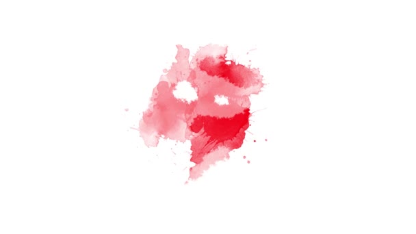 Transición Pincelada Tinta Roja Salpicadura Tinta Blot Cepillo Tinta Abstracta — Vídeo de stock