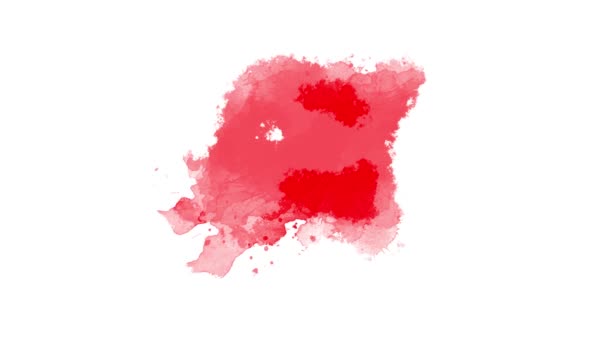 Rød Blekket Penselstrøk Blekksprut Abstrakt Blekkbørste Sprut Flytende Kunst Overlegg – stockvideo