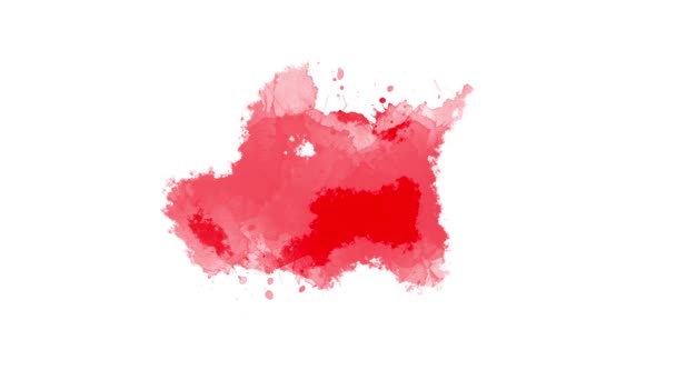 Transición Pincelada Tinta Roja Salpicadura Tinta Blot Cepillo Tinta Abstracta — Vídeos de Stock