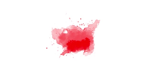 Transição Pincel Vermelho Tinta Salpicada Abstrato Tinta Pincel Blot Splat — Vídeo de Stock