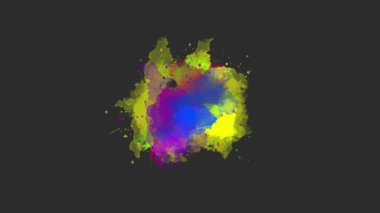 Mürekkep sıçrama bileşimi etkisi. Renkli mürekkep geçişi. Mürekkep fırçası darbesi değişimi. Mürekkep sıçraması. Soyut mürekkep fırçası lekesi, çarpma, sıvı sanat, kaplama, alfa matte bileşimi, yayılan fırça darbesi.