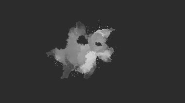 Mürekkep parçaları birleşik animasyon oluşturuyor. Mürekkep fırçası darbesi değişimi. Mürekkep sıçraması. Leke mürekkebi beyaz arka plan kağıdına yayılmış. Soyut mürekkep fırçası lekesi, çarpma, sıvı sanat, kaplama, alfa matte bileşimi, yayılan fırça darbesi.