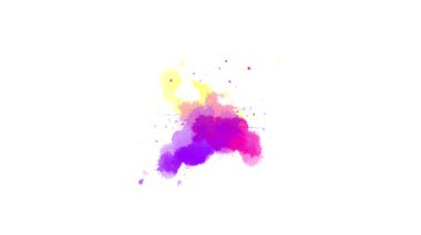Beyaz arka planda sıvı mürekkep sıçraması. Suluboya fırça darbesi. Mürekkep sıçrama değişimi. Soyut mürekkep lekesi, splat, akışkan sanat, kaplama, alfa matte kompozisyonu, beyaz kağıt üzerine yayılmış. Mürekkep değişimi lekesi yayılıyor.